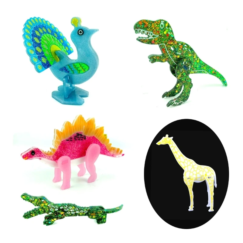 Super Shiny Dinosaur Family Shape Keychain Molds Resin Silicone Mold for  DIY Polymer Clay Molds Epoxy Craft Mold Animal Keychain Mould with Hole  Epoxy