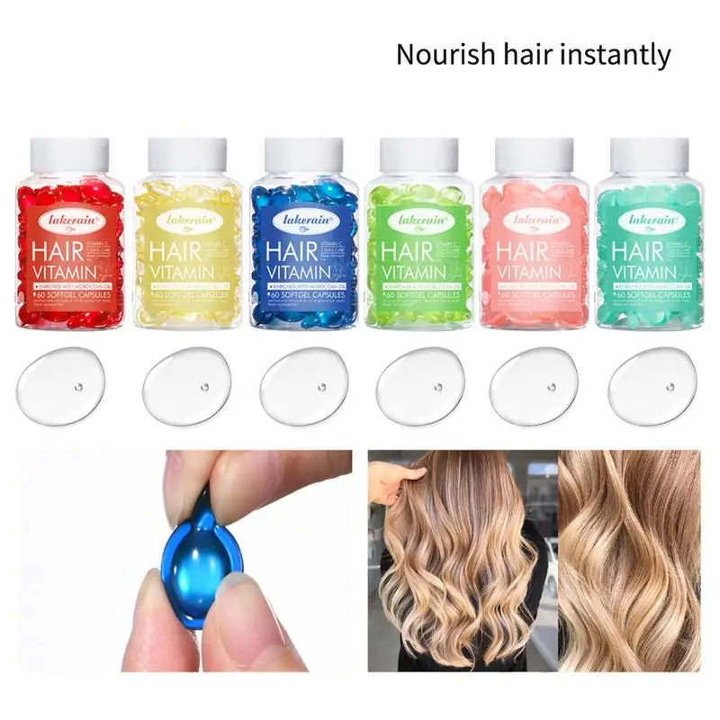 60pcs Hair Repair Capsules Conditioning Repair Oil With Silk Protein Oil For Softness Smoothness Hydration Shinefor Color Safe