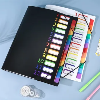 Cartella Multistrato A4 con 12 Tasche, Grande Capacità, Pagine Interne Espandibili Arcobaleno, Cartella Portadocumenti Impermeabile