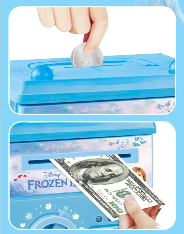 [Disney] Frozen Kids password fingerprint Multifunctional automatic roll money kids piggy bank play house toys for baby gift 5