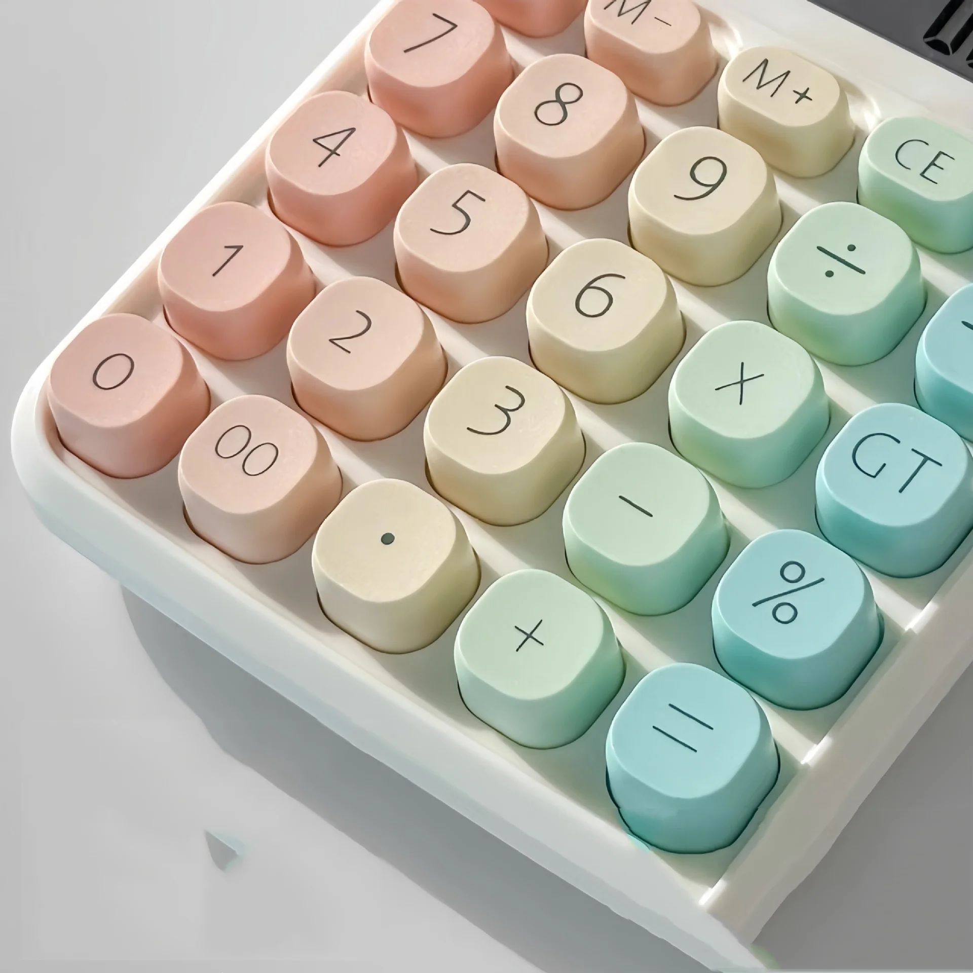 Color Macaron Gradient Large Screen Buttons for Computer Finance and Accounting Students Calculator Keychain 1Pcs