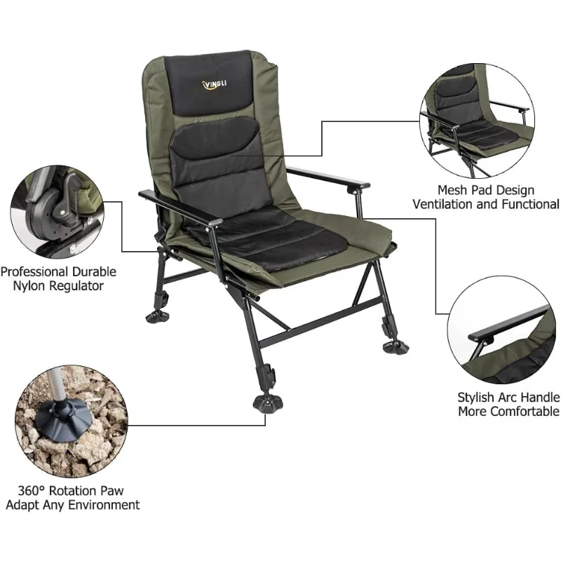 VINGLI Heavy Duty Fishing Chair with Footrest 4
