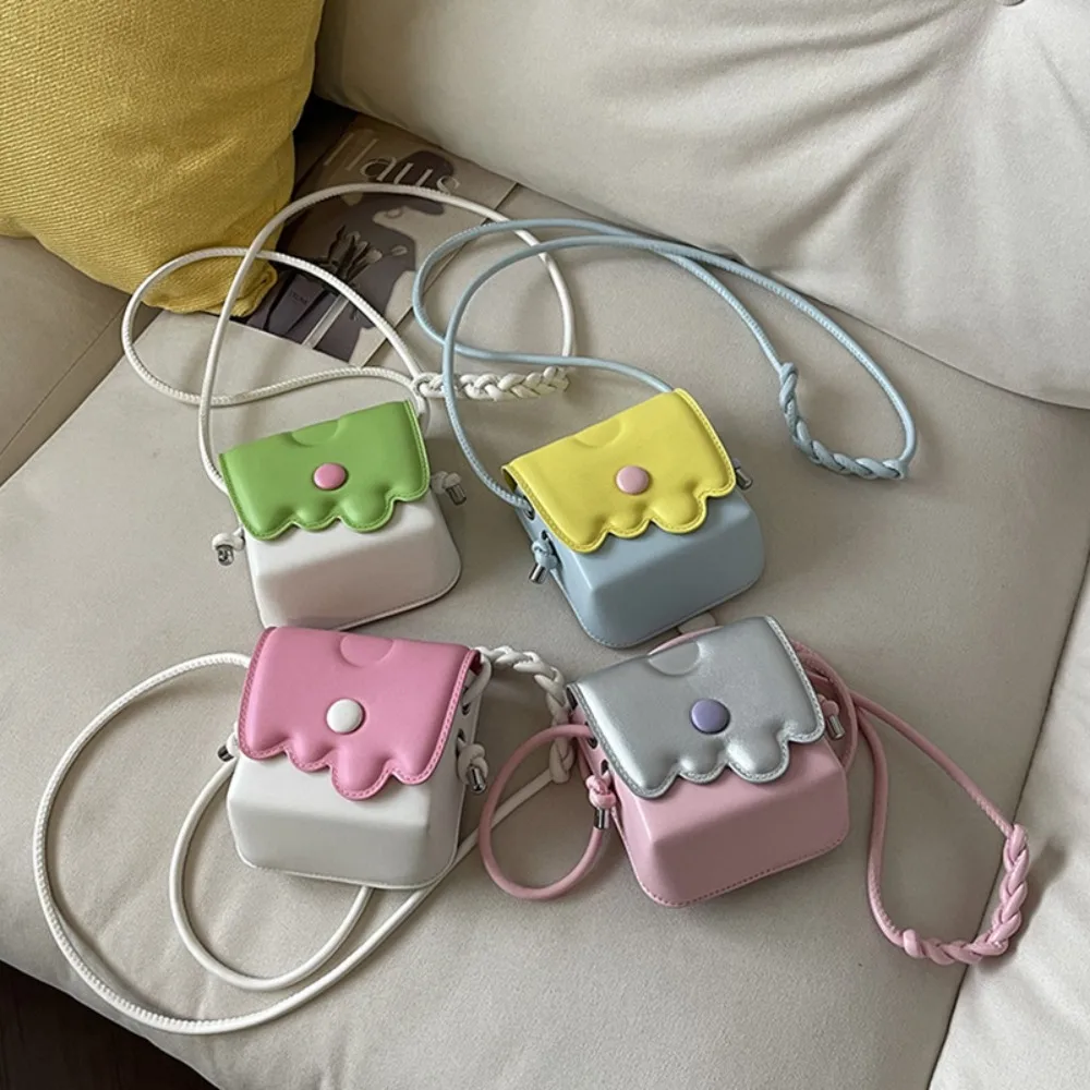 

Contrast Color Messenger Bag New Candy Color PU Leather Crossbody Bag Flap Casual Shoulder Bag Girls
