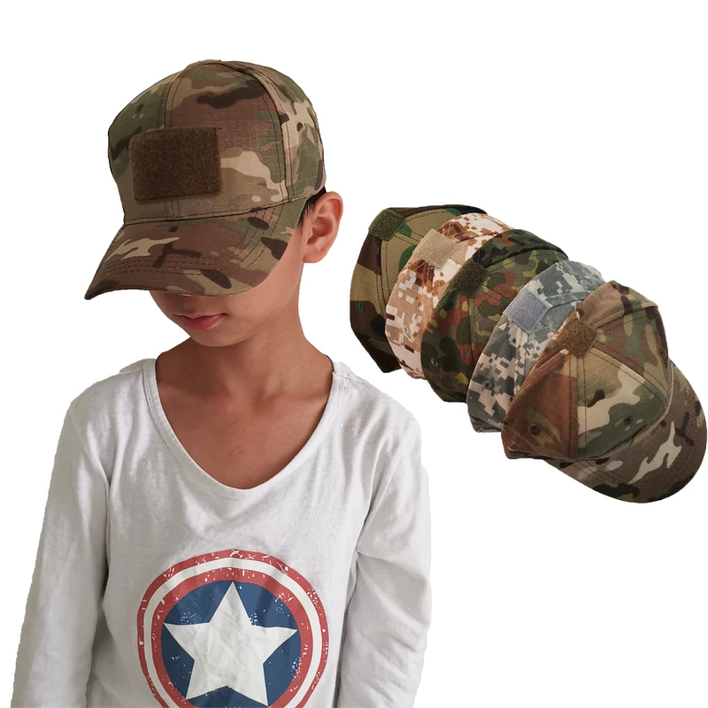 8-14 Yrs Kids Chirdren Outdoor Airsoft Combat Assault Baseball Cap Tactical Hiking CS Game Child Camouflage Cap Kid Boy Girl