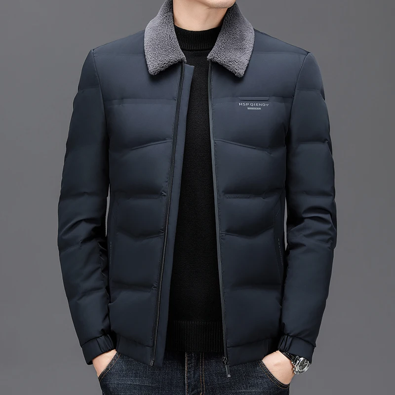 Winter Down Jacket Men's high quality Detachable fur collar 95% White Duck Down Warm Parka Male Business Brand Short Jacket