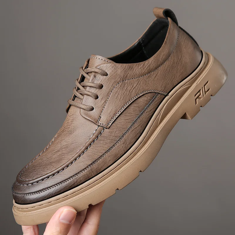 

2023 Men Leather NEW Casual Shoes Comfortable Genuine Leather Shoes Men Rubber Work Boots Business Casual Sneakers Men Shoes