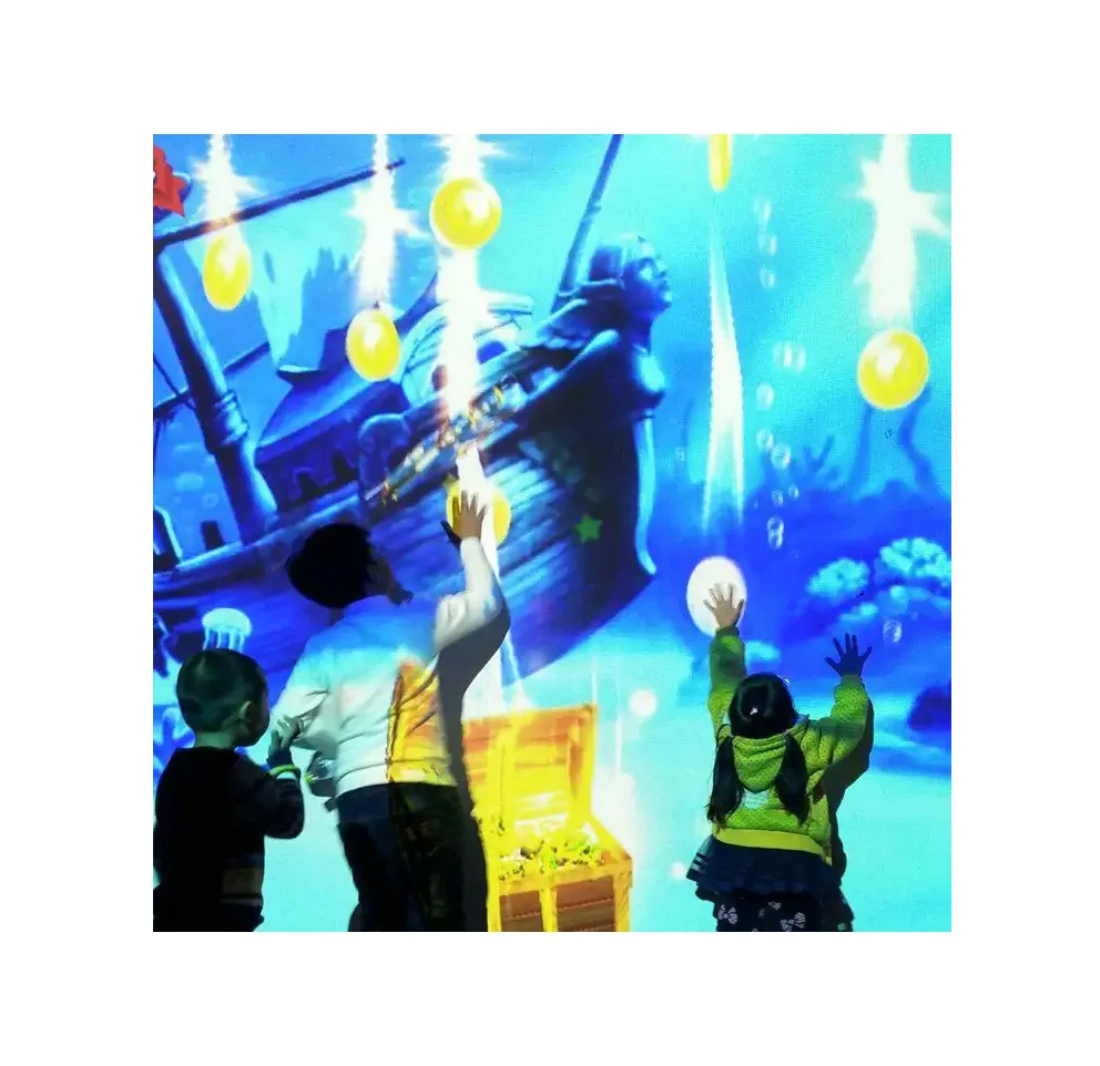 Large screen wireless sensor interactive wall projection games kids interactive wall magic ball shooting game