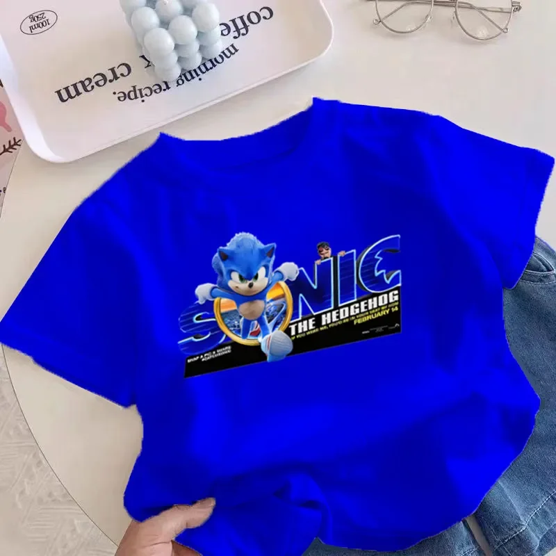 Sonic Sonic Kinderkleidung Halbarm 2025, neues Sommer-Baby-T-Shirt aus 100 % Baumwolle, kurzärmelige Oberteile für Jungen und Mädchen