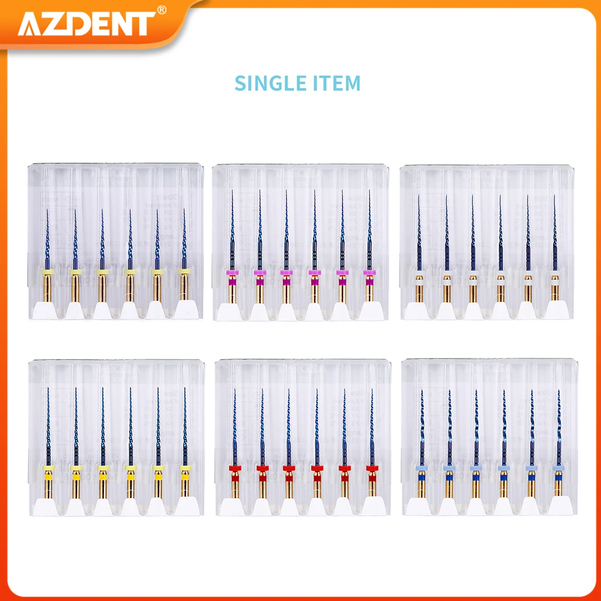 AZDENT 6Pcs/Box Dental Heat Activated Root Canal Files Endodontic Engine Use File NiTi Super Rotary 25mm SX-F3 Dentistry Tools images - 6