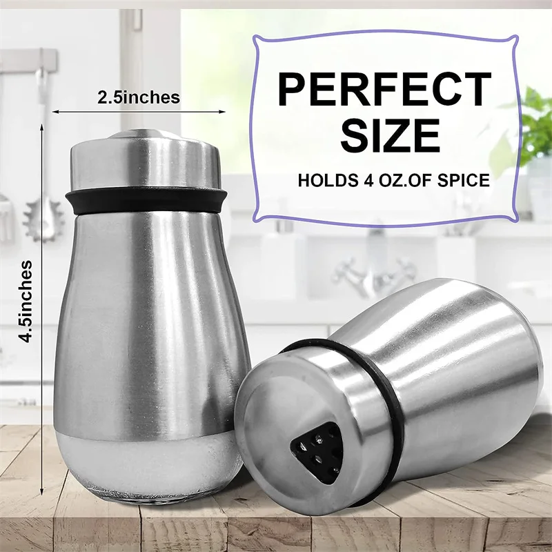 Stainless Steel Salt and Pepper Shaker Seasoning Dispenser Container