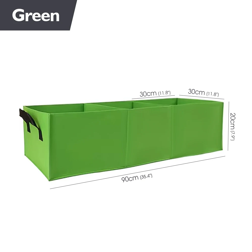 Rectangle Fabric Grow Bag with Handles – 3-Grid Raised Garden Bed