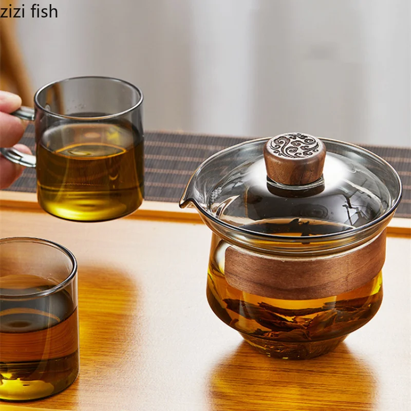 Glass Teapot Teacup Kettle Kungfu Tea Set Cover Bowl Tea Bowl Making Utensil Making Tools Teaware Pot and Cup Sets
