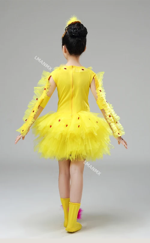 High Quality Yellow Kids Duck Bird Chick Animal Dance Costumes Set For Children Cartoon Stage Performance Clothing