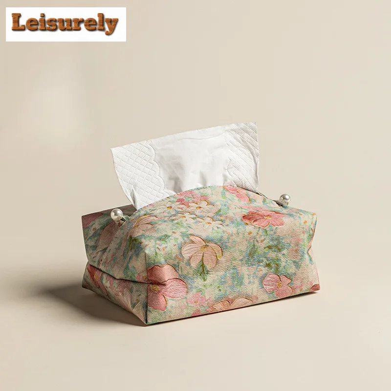 Brocade Flowers Tissue Box Zen Tissue Rangement Paper Container Dispenser Case Wet Wipes Case Paper Drawer Room Napkin Storage