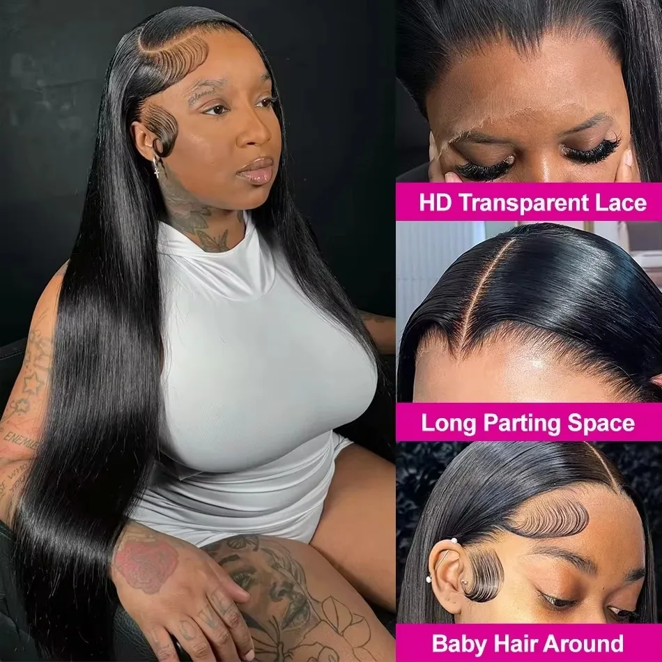 Hd Transparent Bone Straight 13x4 13x6 Lace Front Wigs 30 40 Inch Brazilian Human Hair Wigs For Women Straight Lace Frontal Wig 3
