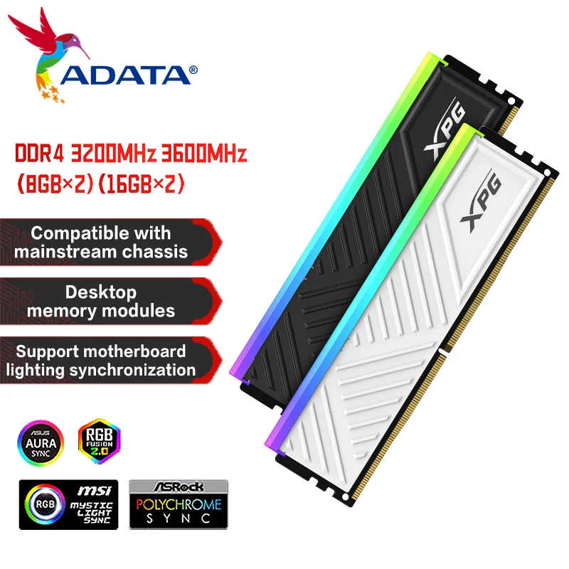 

ADATA XPG DDR4 memoria RAM for Desktop 8GBX2 16GBX2 3200MHz 3600MHz D35G RGB Memory module with Heatsink 288-Pin DDR4 SDRAM