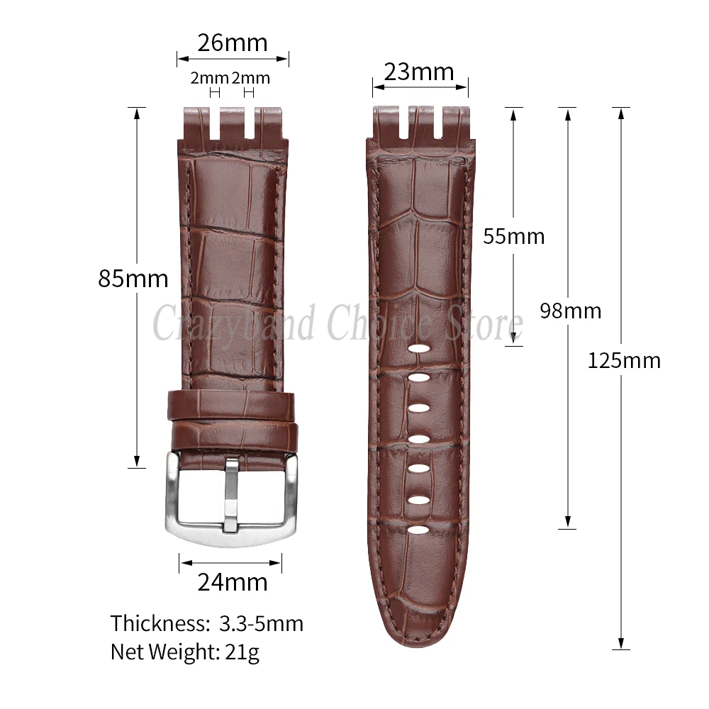 Premium 23mm Genuine Leather Watch Strap - Business Men's Bracelet Accessory