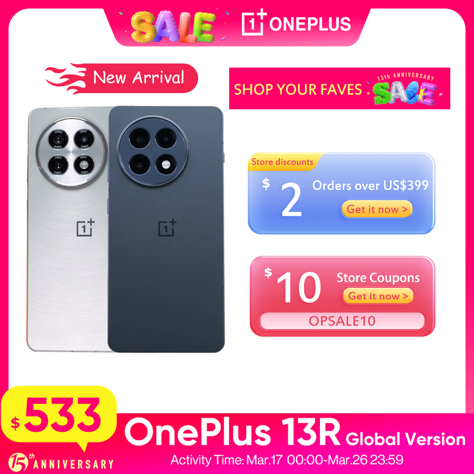 ã2025 New ArrvialãOnePlus 13R Global Version Smartphone Snapdragon 8 Gen 3 1.5K 120Hz ProXDR Display 6000mAh 80W SUPERVOOC NFC