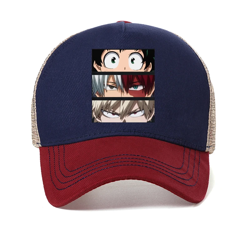 My Hero Academia 귀여운 애니메이션 야구 모자 여성 캐주얼 하라주쿠 코스프레 모자 여름 남성 메쉬 환기 스냅백 모자