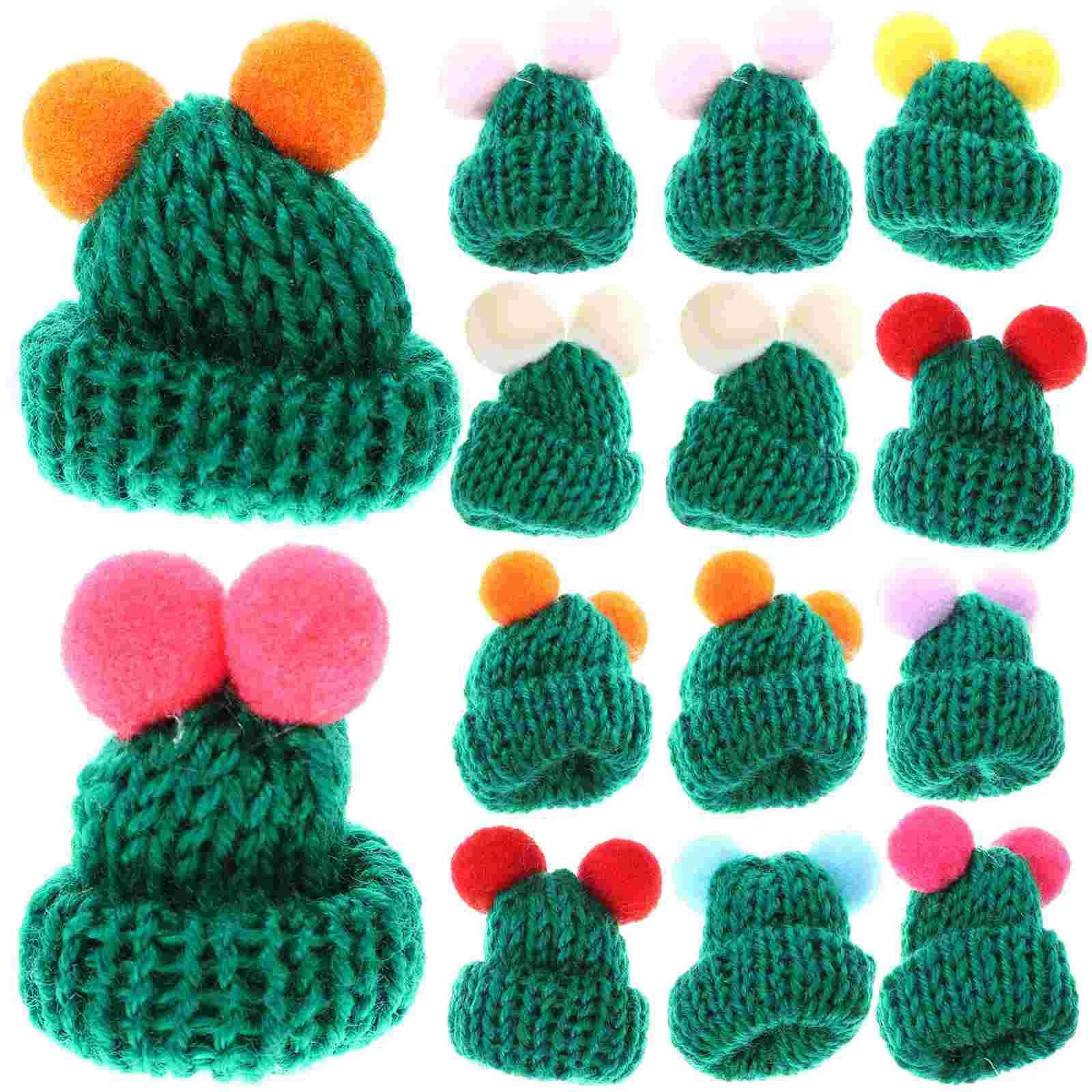 

Mini Christmas Knit Hat Doll Cap DIY Crafts Wool Yarn Mini Knitted Hat Christmas Tree Decorative Knitted Doll Hat