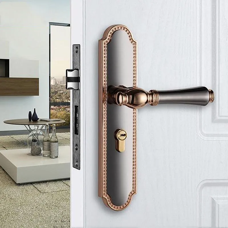 Description Picture 4 of itemEuropean Style Zinc Alloy Bedroom Door Locks Quiet Security Door Lock Double Handle Lock Body Set with Key Door Hardware