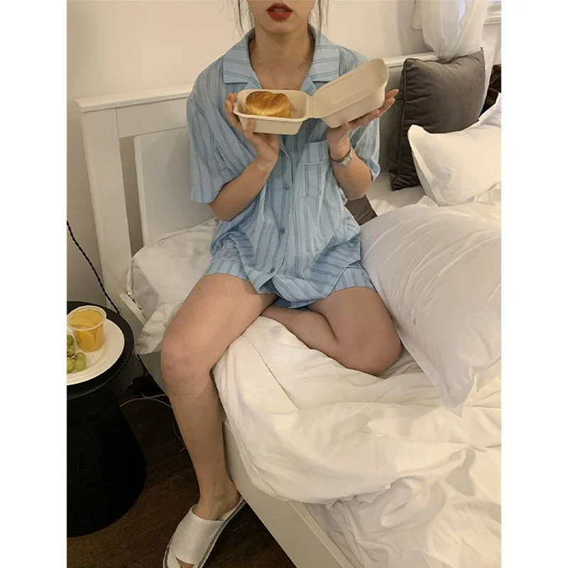 Summer Short Sleeve Shorts Pajama Set Women's Pajamas Sweet Students Can Wear Home Clothes Set Korean Style 2024 Hot Sale Spring