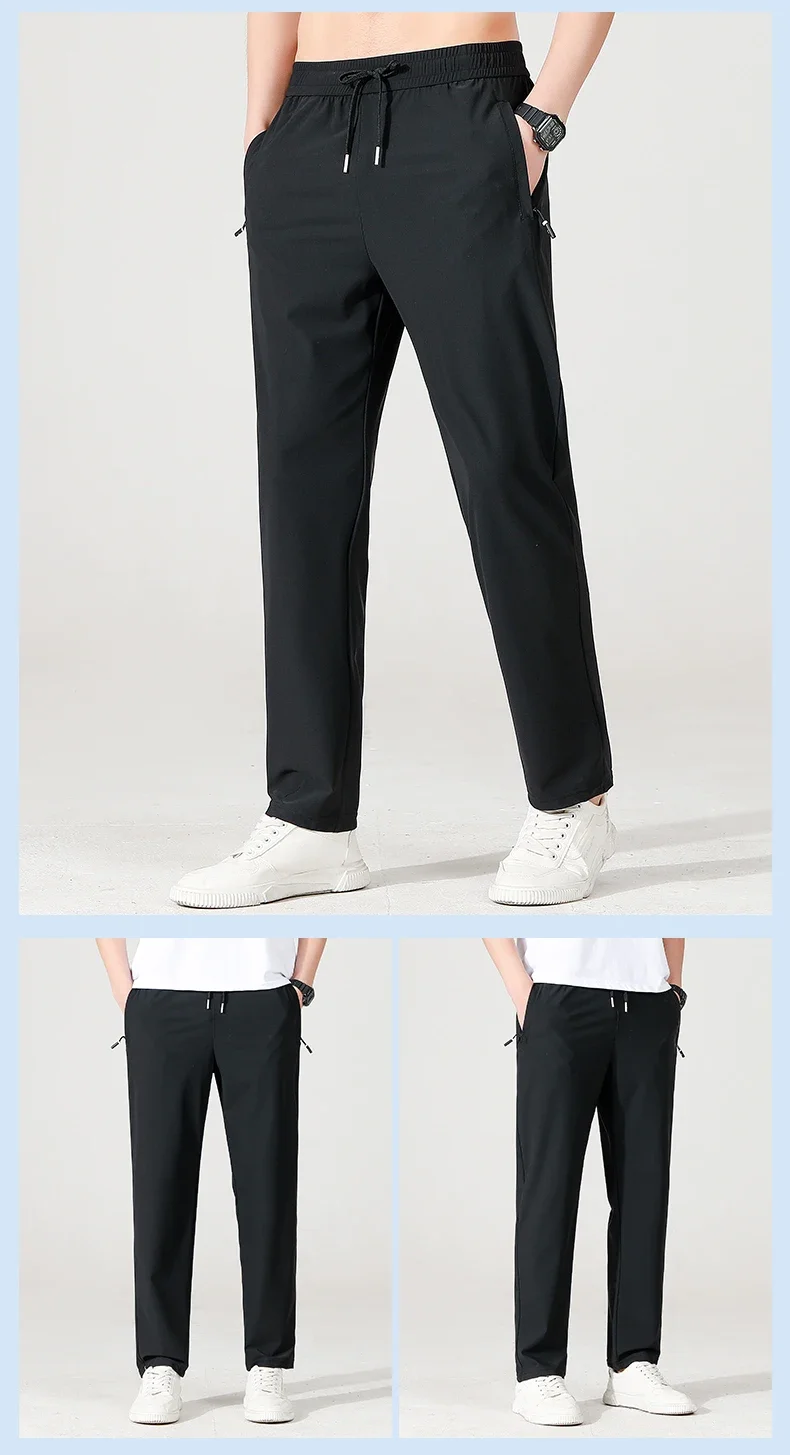 Eisseide Herrenhose Sommer Dünner Stil Business Casual Hose Outdoor Stretch Atmungsaktiv Gerades Bein Lose Lange Hose – Detail 15