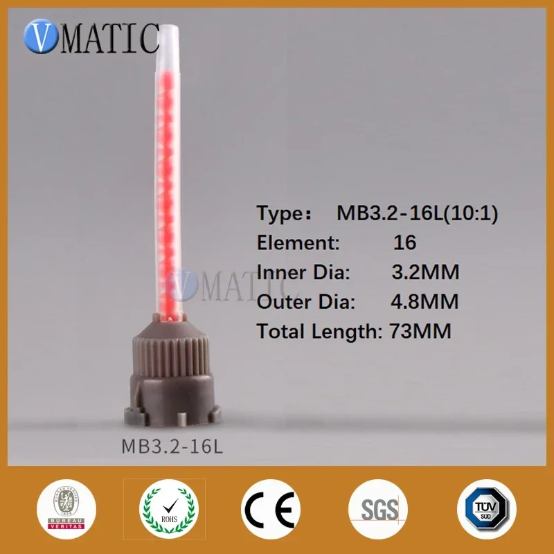 MB3.2-16L 10: 1 Mixed Nozzle Spiral Tube Core Double Liquid Bell Mouth Static Mixture Mixer Overhead Mixers 10pcs