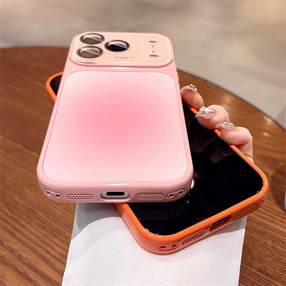 Elegant Gradient Glossy Phone Case with Full Camera Protection and Shockproof Design