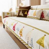Nordic Style Christmas Tree Sofa Cover All Season Universal Seat Cushion Pad Non Slip Chenille Wear Resistant Sofa Slipcover 2