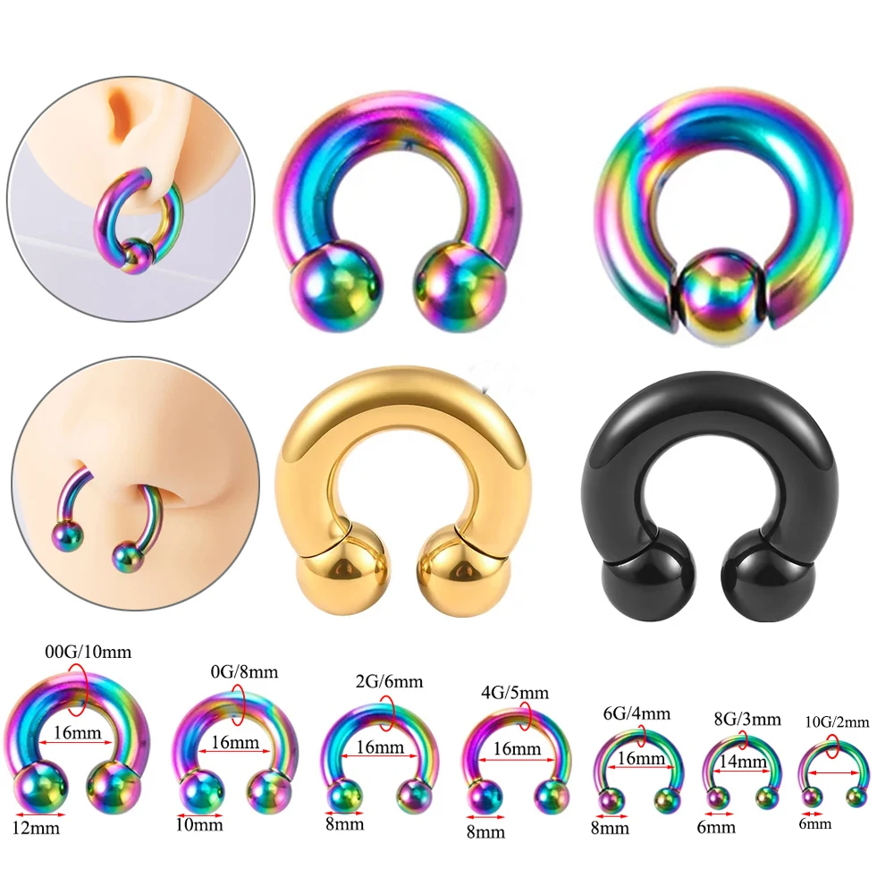 Dreamlee 1Pc 00G-10G Ear Weight Hanger Circular Barbells Tunnel Plugs Stretcher Expander Septum Piercing Body Jewelry