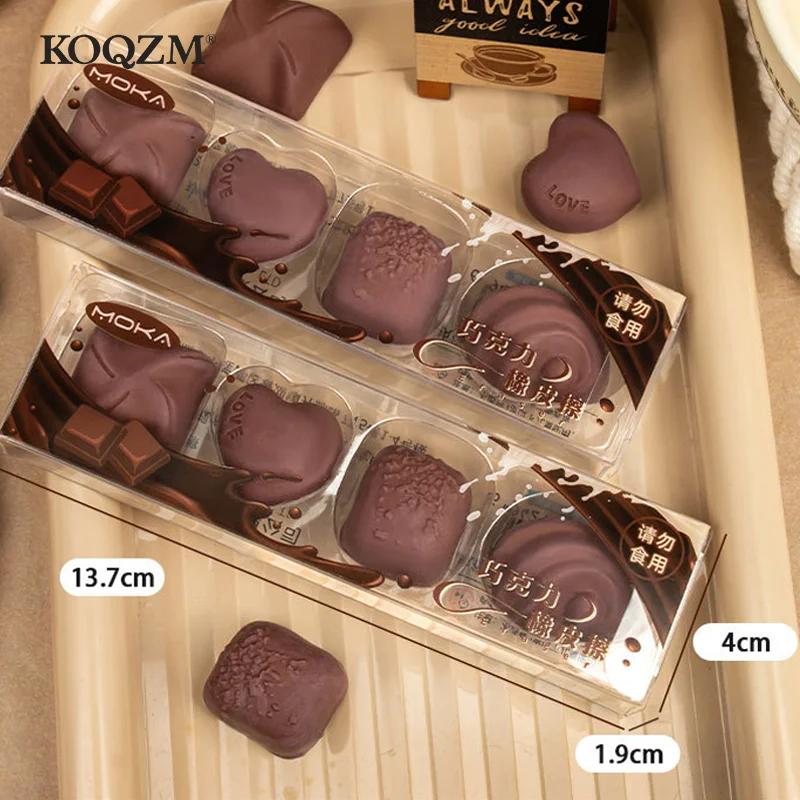 4 pezzi creativi simpatici gomma da cancellare al cioccolato simulata gomma da cancellare per studenti cancelleria Kawaii disegno in gomma forniture per ufficio regali - immagine 4