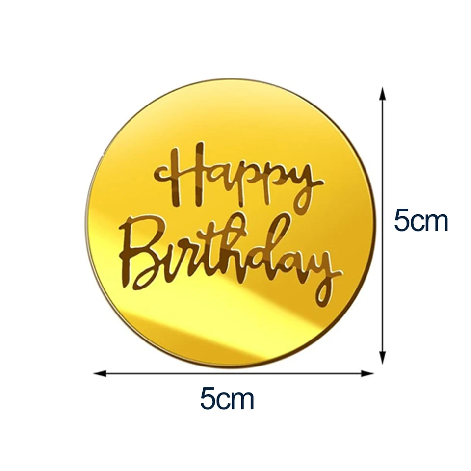 Set 12 Decorazioni Torta Happy Birthday In Acrilico – Scritte Oro E Argento Specchio Per Compleanni, Matrimoni E Feste