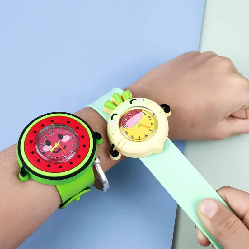Cartoon Flowers Fruit Children Watches Baby Birthday Gift Kids Slap Wrist Watch Learn Time Toy Bracelet Clock 3