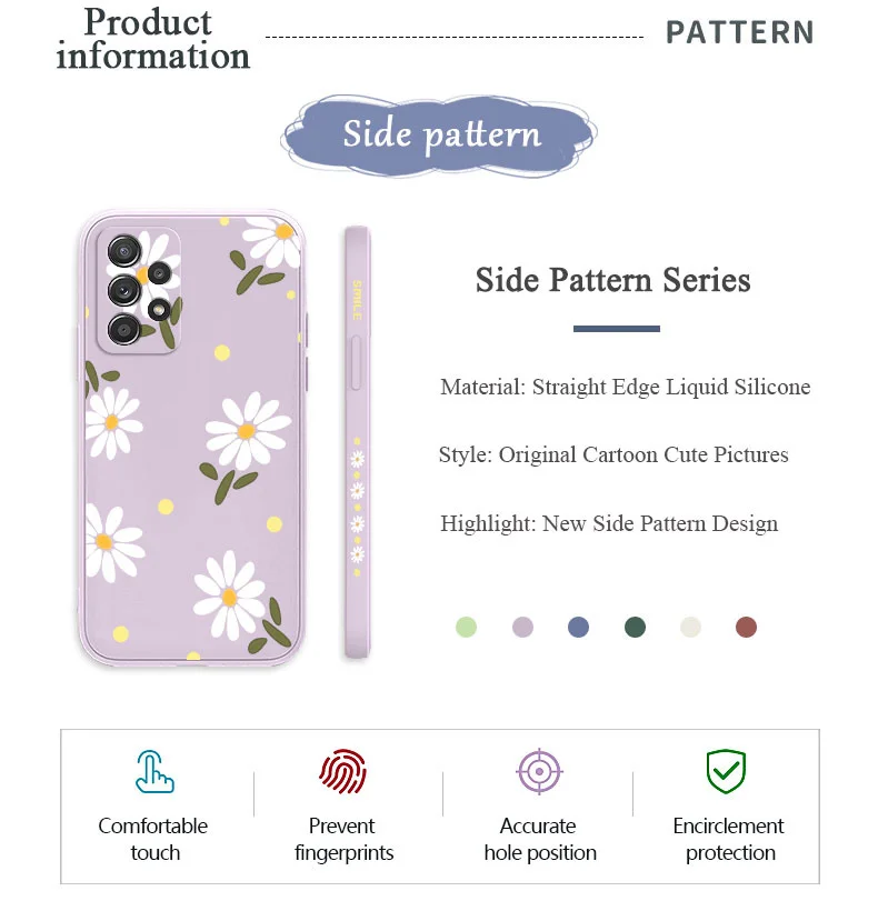 Chrysanthemum Case For Samsung A73 A72 A71 A23 A52 A52S A51 A42 A41 A32 A22 A21S A12 A02S A02 4G 5G  A53 A33 A13 A03S A03 Cover