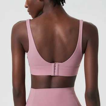 Women High Impact Fitness Yoga Bra Solid Color Sexy Back Ajustable Sports Underwear Breathable Gym Running Top With Cesht Pads 1
