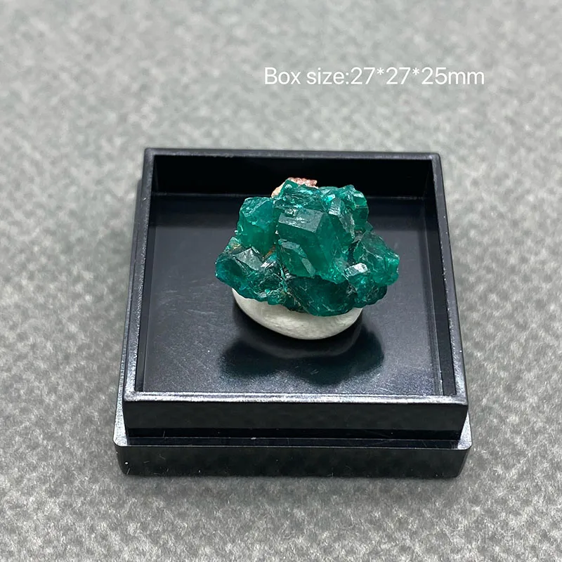 

100% Natural congo green Dioptase Mineral specimen stones and crystals quartz + box size:35*35*35mm