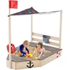Sandbox with Cover Wooden Sandbox with Storage Bench Seat Sink Outdoor SandBox for Backyard Garden Sand Boxes Sandpit Light Wood 1