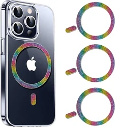 Sparkling Magnetic Ring Stickers: Wireless Charger & Phone Holder Enhancement Set (3 - Pack) (Colorful)