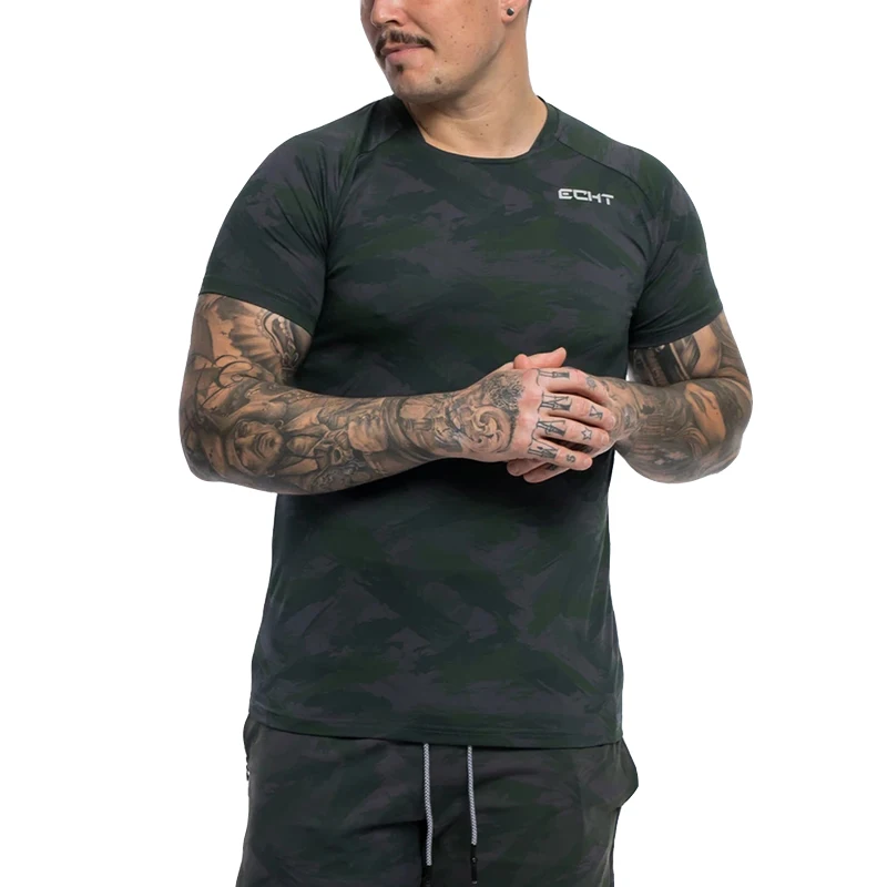 

Mens Run Jogging Sports Cotton T-shirt Man Gym Fitness Bodybuilding Short sleeve t shirt Male Workout Training Tee Tops Clothing