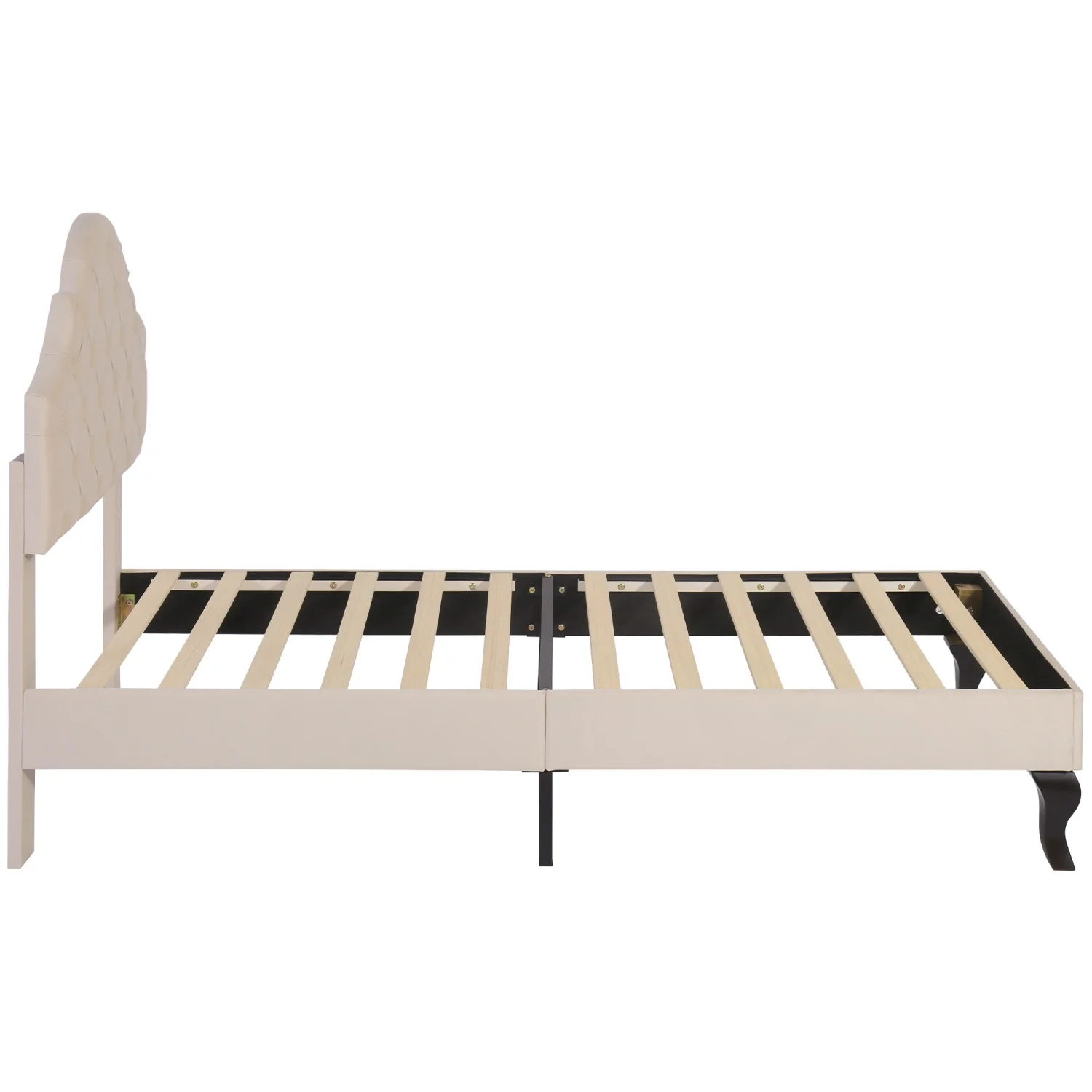 90 x 200 cm großes Polsterbett mit Lattenrost und verstellbarem Kopfteil, Jugend-Einzelbett aus Holz mit Samt für Schlafzimmer – Detail 6