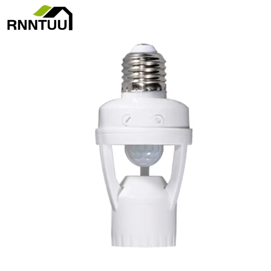 RnnTuu 360 Degrees PIR Human Induction Motion Sensor LED Night Lamp Socket E27 Base AC 110V-220V Delay Time Adjustable Switch cctv fill infrared leds lamp ac 220v 30 45 90 120 degree ir filled led illuminatoring light for cctv camera at night time