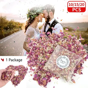천연 말린 꽃 웨딩 색종이 장미 100%, 생분해 팝 웨딩 DIY 아로마 테라피 파티 장식, 장미 꽃잎, 10 P, 15 P, 20P