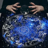 Psychedelic Starry Sky Tarot Tablecloth Altar Cloth Triple Moon Pentagrams Wheel Of The Zodiac Astrology Mandala Tarot Tapestry 2