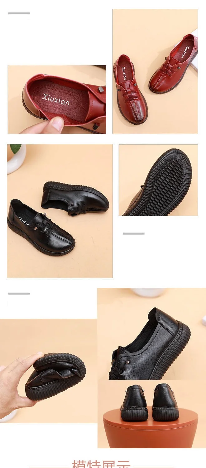 Lace Up Flats Women's Oxfords Split Leather Shoes Female Designer Loafers Woman Black Slip Ons Ladies Driving Shoes Retro Loafer