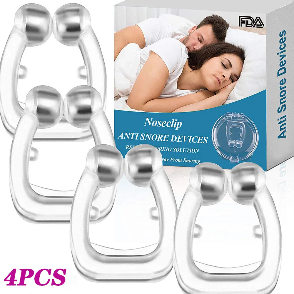 1-4PC Anti Snore Device Magnetic Nose Clip Easy Breathe Improve Sleeping Aid Apnea Guard Night Device With Case Anti Ronco nasal rhinitis allergy reliever low frequency pulse laser allergic rhinitis sinusitis relief anti snore nose massager therapy device