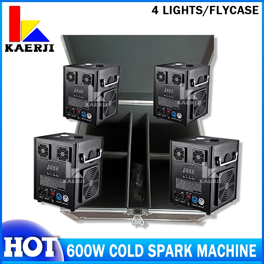 

4Pcs 600W Cold Spark Machine With 1 Flight case Ti Powder Firework Wedding Dmx Remote Control Spark Fountain Sparkular Machine