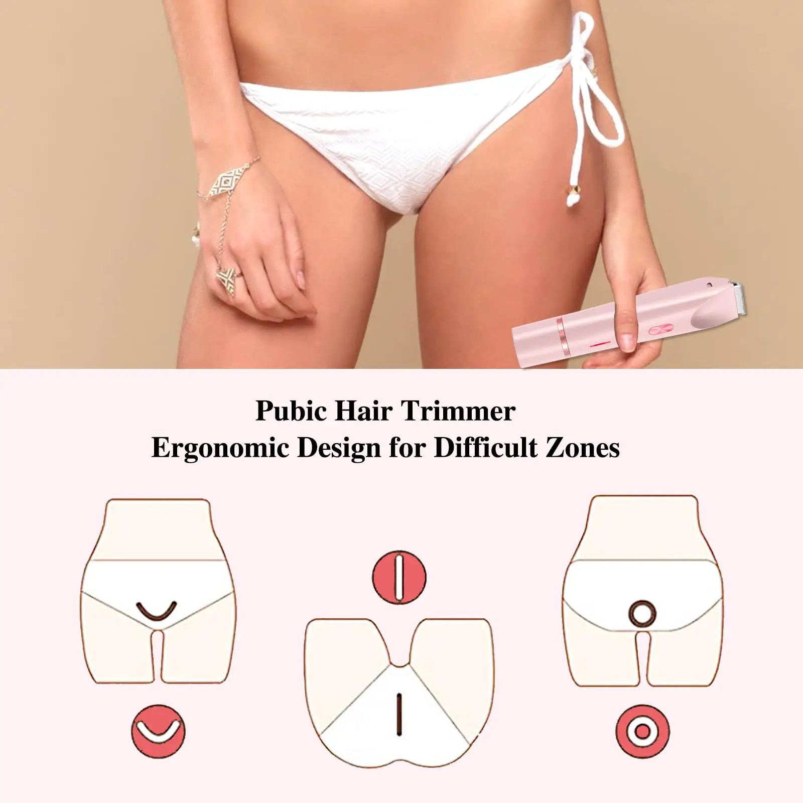 Women Electric Razors 2 in 1 Dual-Head Painless Bikini Trimmer Wet Dry Use for Ladies Pubic Hair Detachable Head Electric Shaver 5
