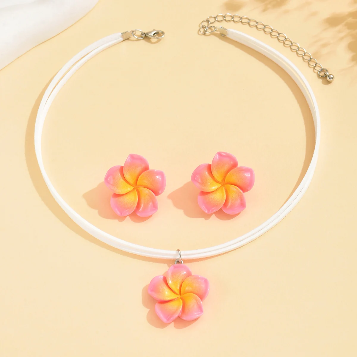 Boho Elegant Egg Flower Earrings Necklaces for Women Girls Summer Beach Sweet Lovely Flowers Jewelry Sets Handmade Accessories