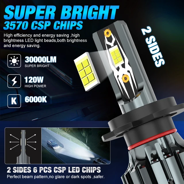 XSTORM H1 H4 H7 LED Bulb H8 H11 9005 HB3 9006 HB4 9004 HB1 9007 HB5 H13 Led Car Headlight 30000LM Turbo Lights lampada 12V Lamp 2